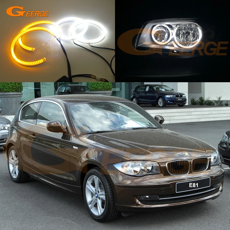 Для BMW e81 1 серии 2007-2011 Галогенные фары отличные Ультра яркий двойной Цвет Горки SMD из светодиодов глаза Ангела гало кольца комплект Для BMW e81 1 серии 2007-2011 Галогенные фары отличные Ультра яркий двойной Цвет Горки SMD из светодиодов глаза Ангела гало кольца комплект