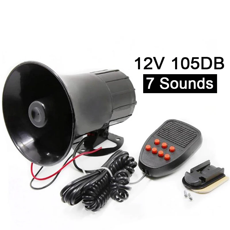 

7 Sounds 100W Tones Loud Horn Auto Car Truck Vehicle Speaker Warning Alarm Siren Horn Police Fire Ambulance Loudspeaker with MIC