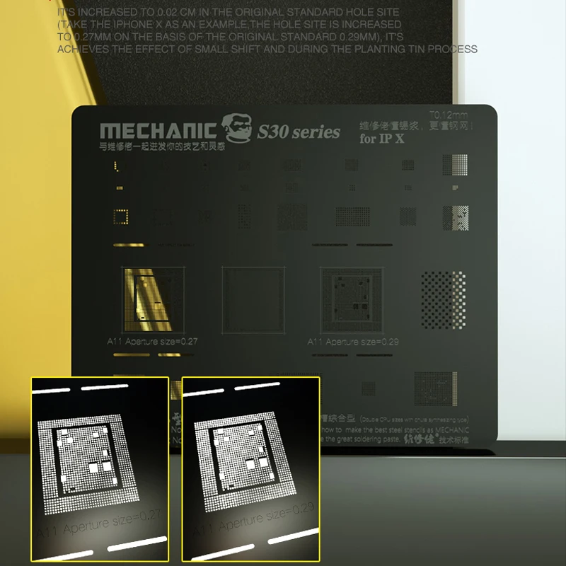 Универсальный трафарет MECHANIC BGA черная стальная сетка для IPHONE 5S 6 6S 7 8 X XS MAX точное