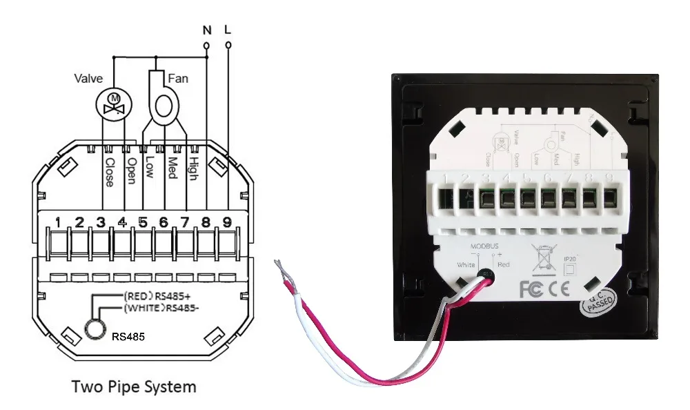 HESSWAY led 24VAC температура отопления охлаждения термостат RS485/MODBUS для фанкойл NC без