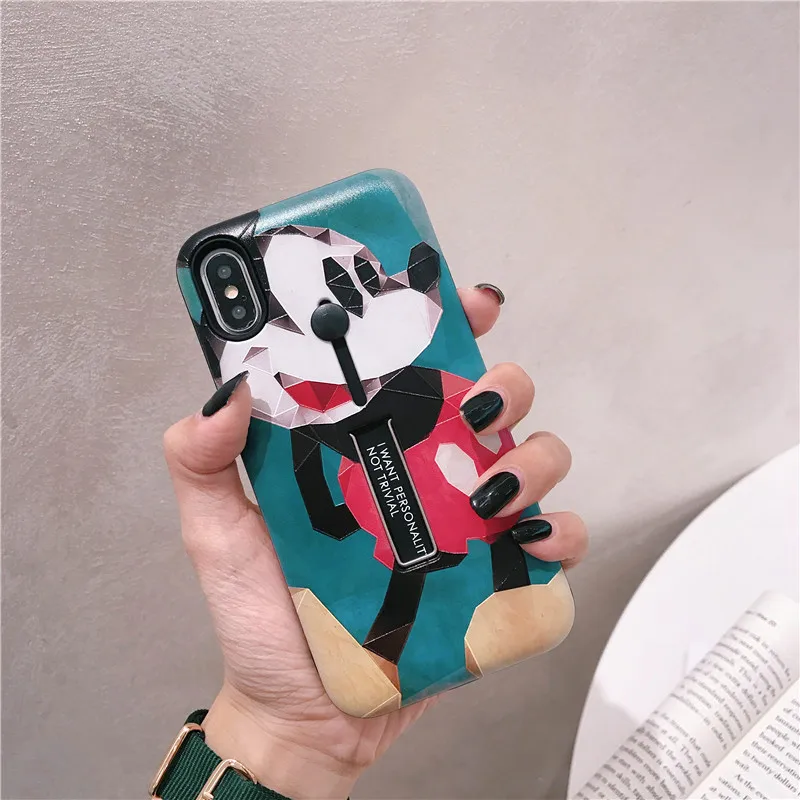 

Ring Grip case for iphone X XR XS XS Max Cartoon mickey soft silicone case for iphone 6 6s 7 8 plus Hide Stand Holder case