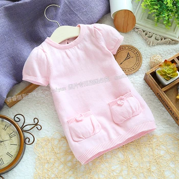

Free shipping Retail 2013 new spring autumn baby clothes kids knitted sweater baby girl short sleeved sweater t-shirts pullover