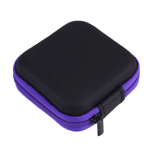 Квадратные портативные наушники KPFLY, карта памяти, u-диск, коробка в ухо, на молнии, чехол для хранения наушников, сумка, аксессуары для наушников - Цвет: Фиолетовый