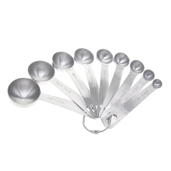 

9pcs/Set Stainless Steel Measuring Baking Spoons with Scale Collapsible Measure Spoon Kitchen Tool for Liquid Spice Powder