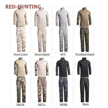 

Airsoft Tactical Uniform Multicam ACU Desert Camouflage Combat Shirt Pants with Elbow Knee Pads Military Hunting Clothes