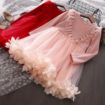 

Kids Baby Girls Cute Flower Lace Dress Princess Autumn Long Sleeve Mesh Dress Infant Baby Girls Fairy Princess Tutu Dress