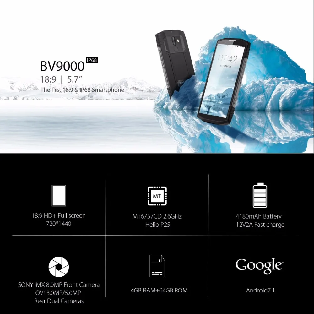 Blackview a BV9000 IP68 impermeable a prueba de golpes a prueba de teléfono móvil Android 7,1 de 5,7 \