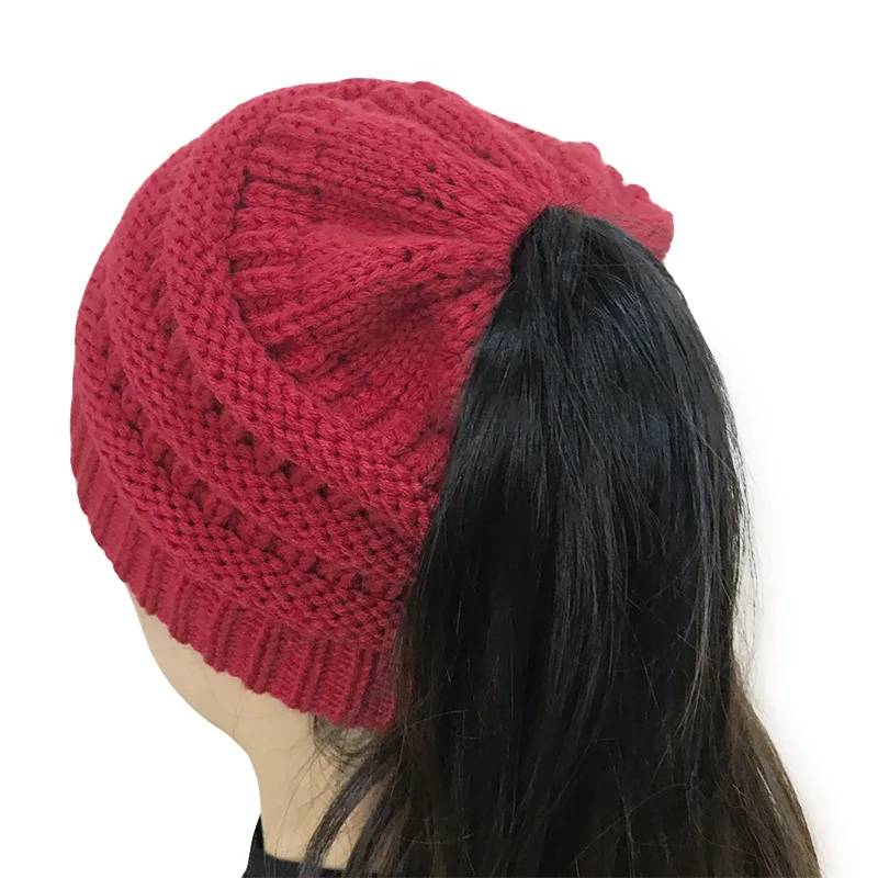 Gorro de punto para mujer gorro de invierno con cola de caballo touca beanie toca chapeu зимние женские головные уборы для женщин