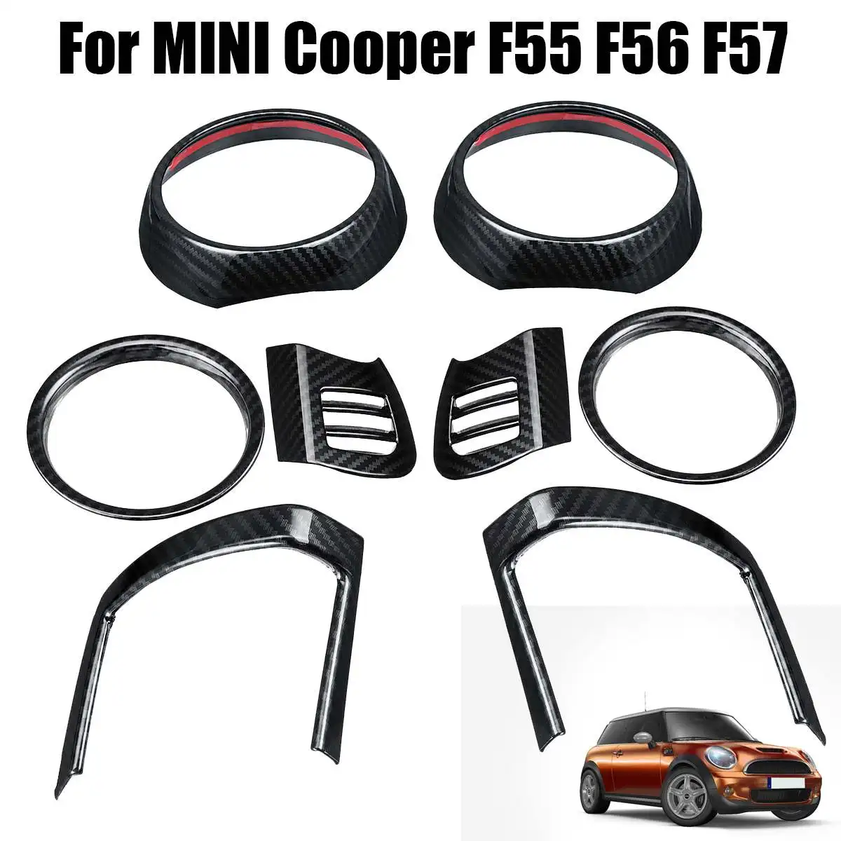 

8Pcs Dash Air Vent Cover for BMW for MINI for Cooper F55 F56 F57 Carbon Fiber Interior Mouldings Auto Air Outlet Trims Stickers
