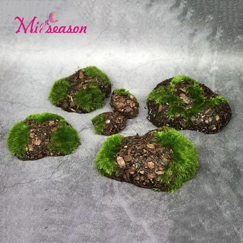 

6pc/bag Wood Chip Green Foam Fake Stone Rock DIY Artificial Moss Stones Grass Plant Home Garden Landscape Decoration