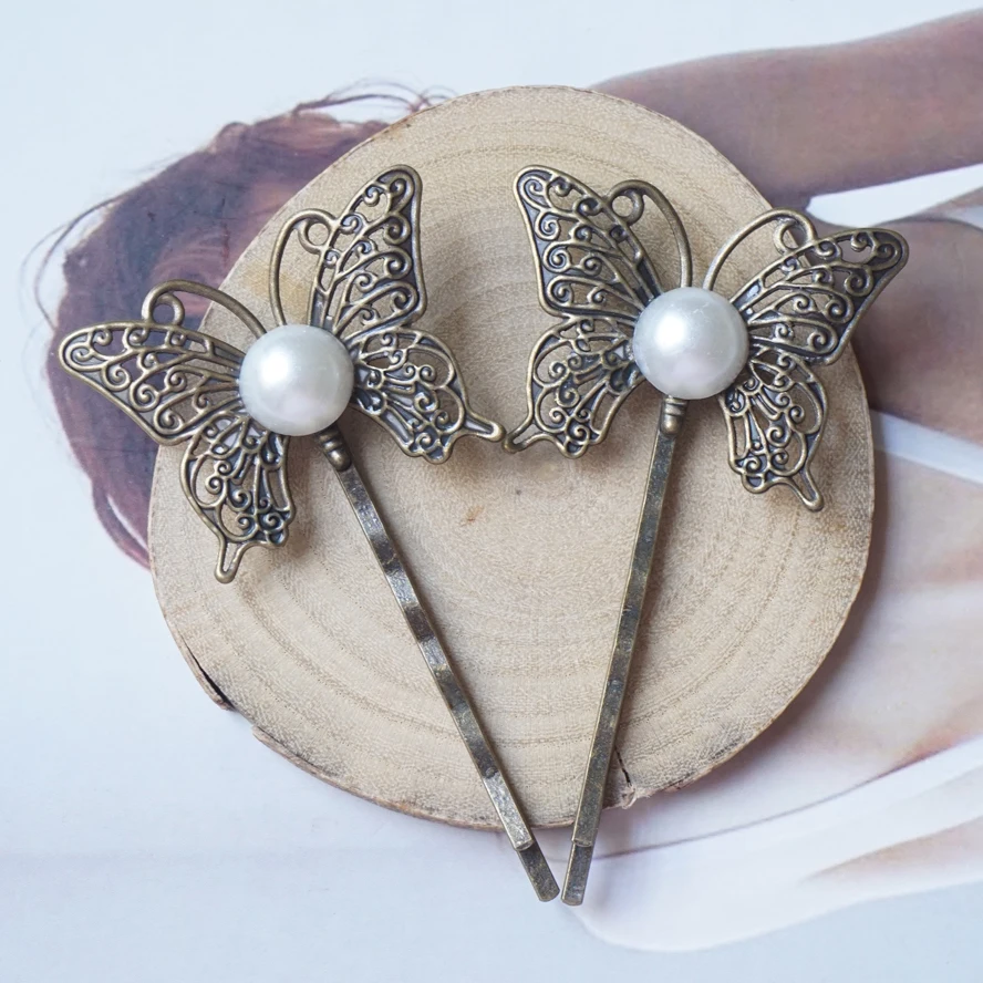 Butterfly Hairpins woman lady retro vintage bronze Hair Clips fashion
