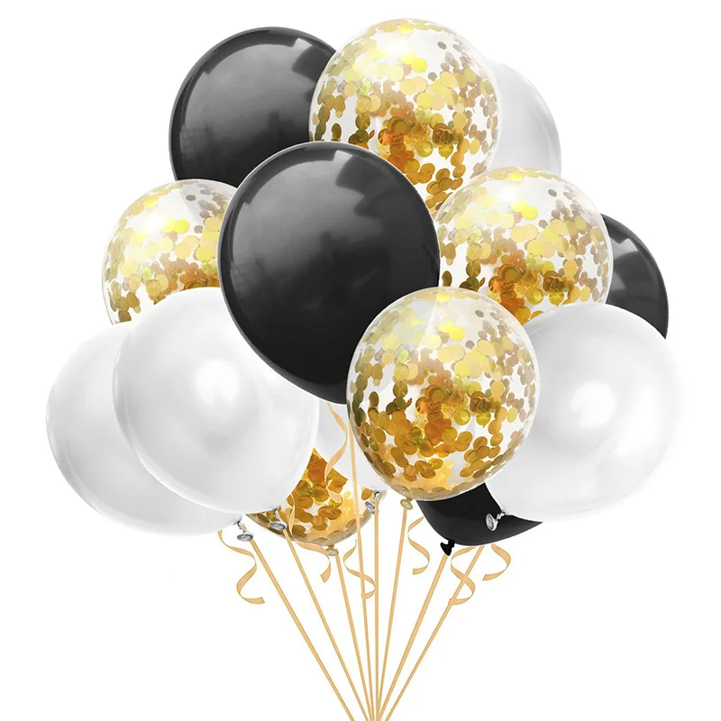 15 шт./компл. черный и золотистый воздушный шарик в ко дню рождения, Свадебный декор, розовое/воздушные шары День рождения украшения для детей и взрослых шары из латекса S1XN