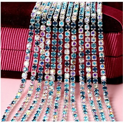 Style 10 1 метр, кристаллы, стразы, цепочка, 2 мм, 2,5 мм, 2,8 мм, 3 мм, серебряная основа, клеевые стразы, отделка, сделай сам, Аксессуары для красоты - Цвет: Style 10