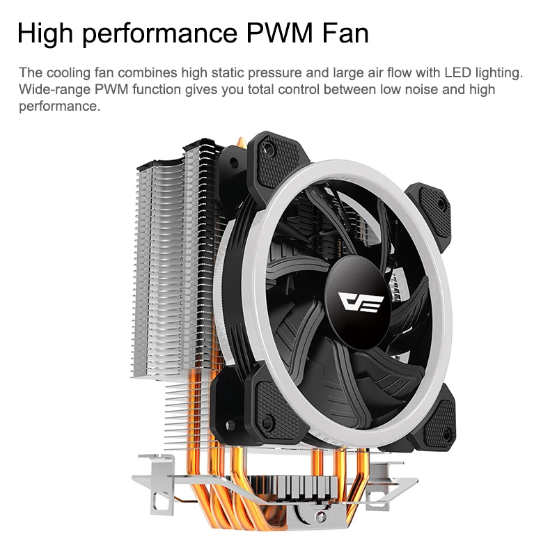 DarkFlash 5 тепловых трубок RGB светодиодный кулер для процессора PWM вентилятор 120 мм 4Pin