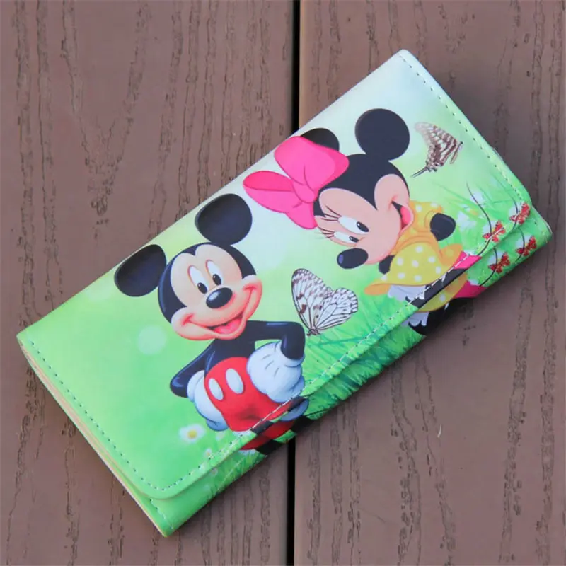 Disney Принцесса мультфильм зажимы для денег ПУ Эльза длинный женский кошелек девушка подарок дети Микки Маус клатч держатель карты сумка
