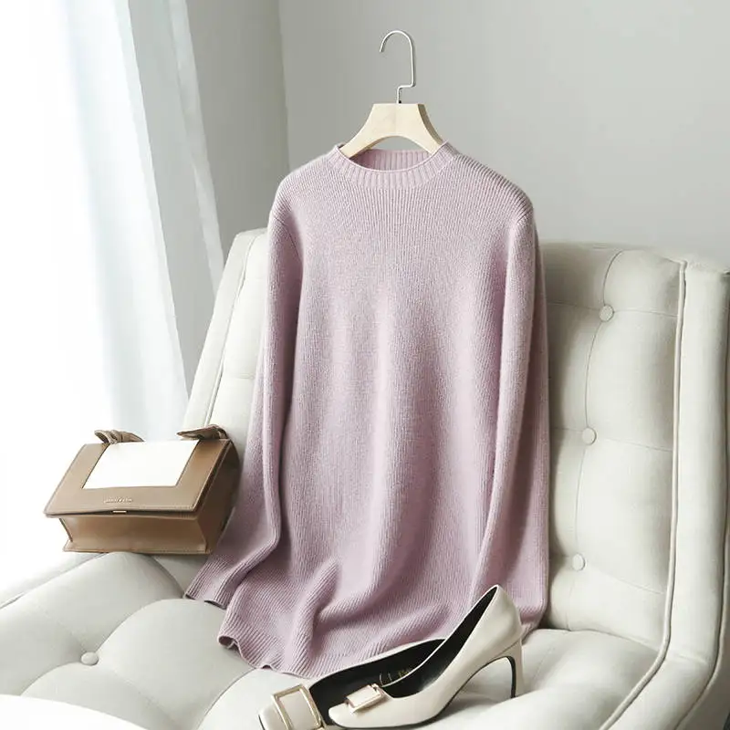 Козий кашемир, вязаный женский свитер, длинный, высокое качество, пуловеры для девушек, 6 цветов, чистый кашемир, Вязанная одежда, женские топы - Цвет: pink