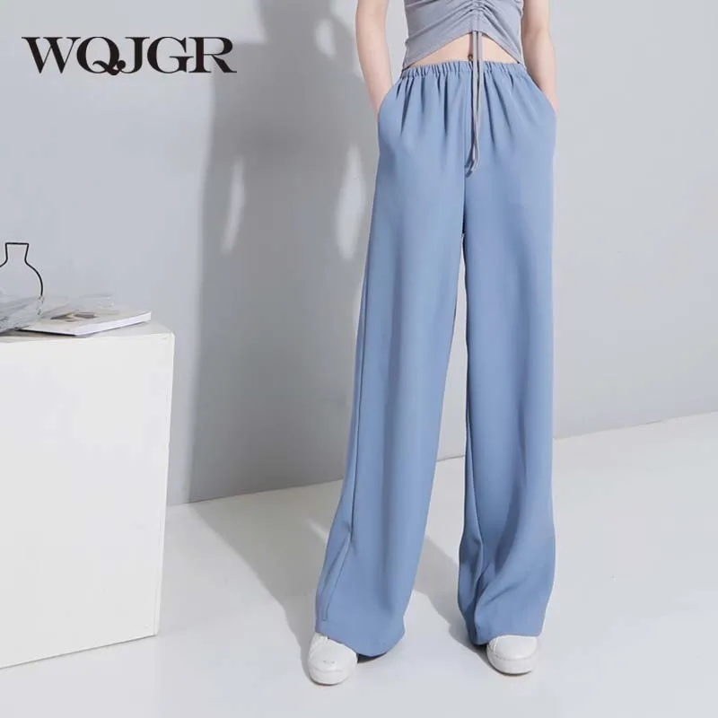 

WQJGR Fashion 2018 Summer Pantalon Femme New Leisure Solid High Waist Pants Woman