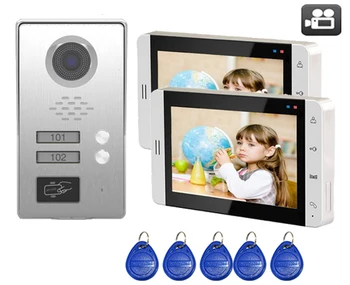 

XinSiLu TFT LCD Color 7"Video Door Phone Doorbell SD Card Slot Intercom Home Security Video System FRID Camera For 2-Apartments