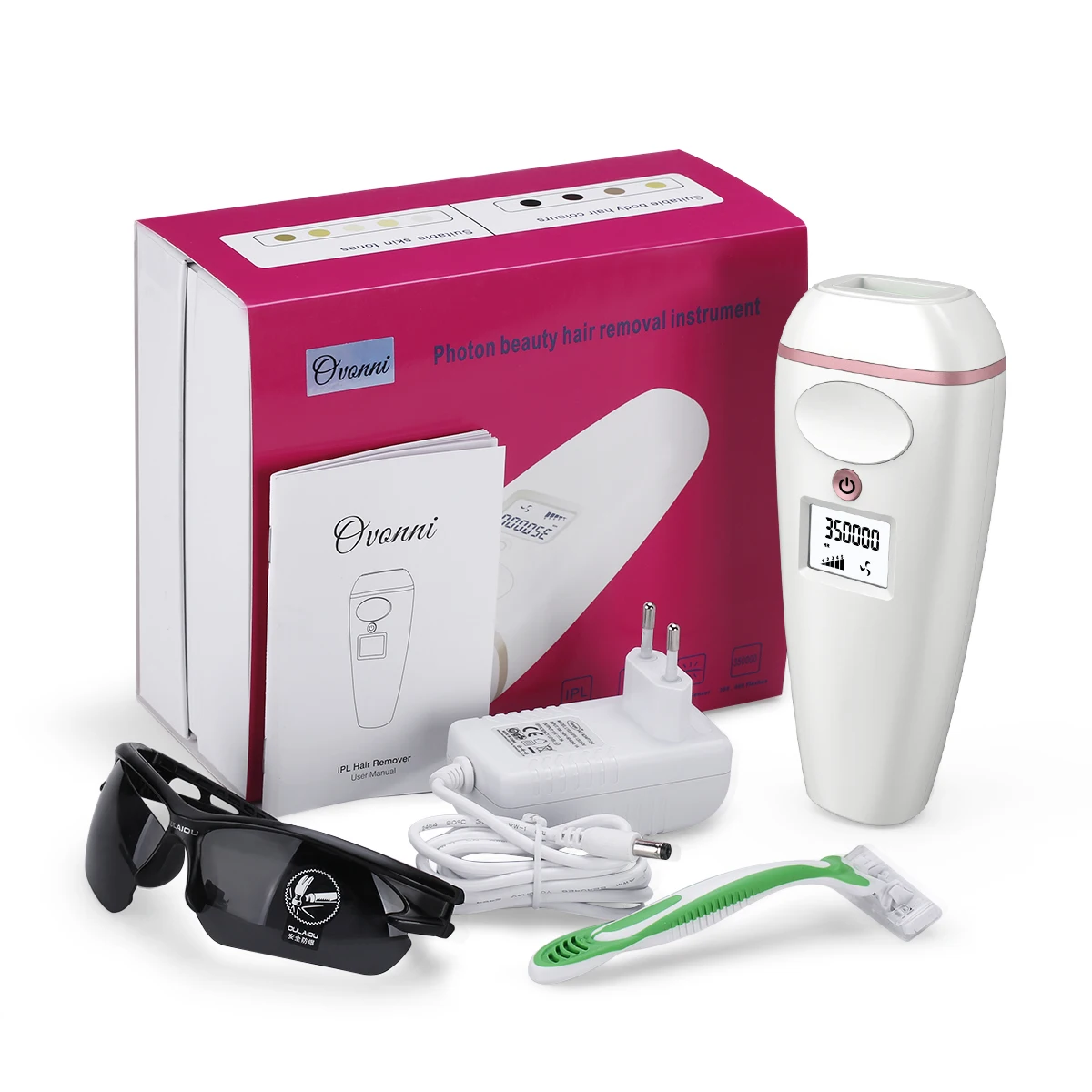 

OVONNI IPL Laser Epilator Depilator Smooth Hair Removal Device Professional Intense Pulsed Precisely Bikini Body HairTrimmer
