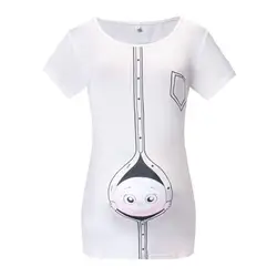 Новинка 2018 г. милые беременные для беременных футболки Повседневное Беременность Одежда для беременных с ребенком выглядывает забавная