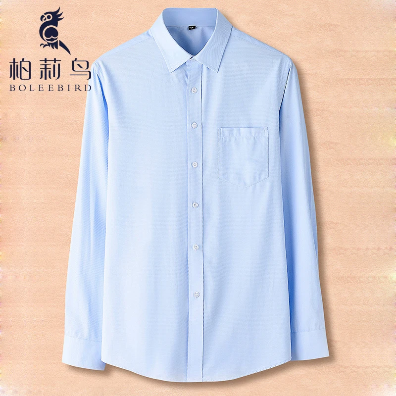 2017 Mens Light blue Solid Twill Dress Shirts with Single Chest Pocket