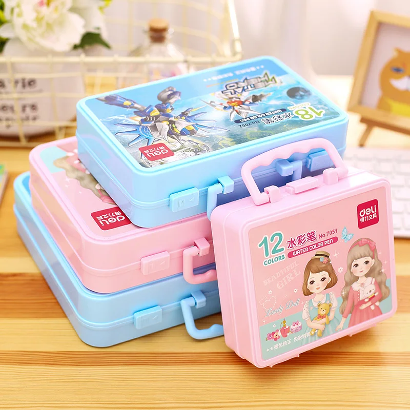 

portable water color pen set child brushes paint brush coarse deli 7054 36 colors art marker