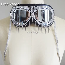 Голографическая Rave Streampunk сжигание Мужская цепь череп голова птицы шип костюм кибер-гот очки Маскарадная маска для Для женщин