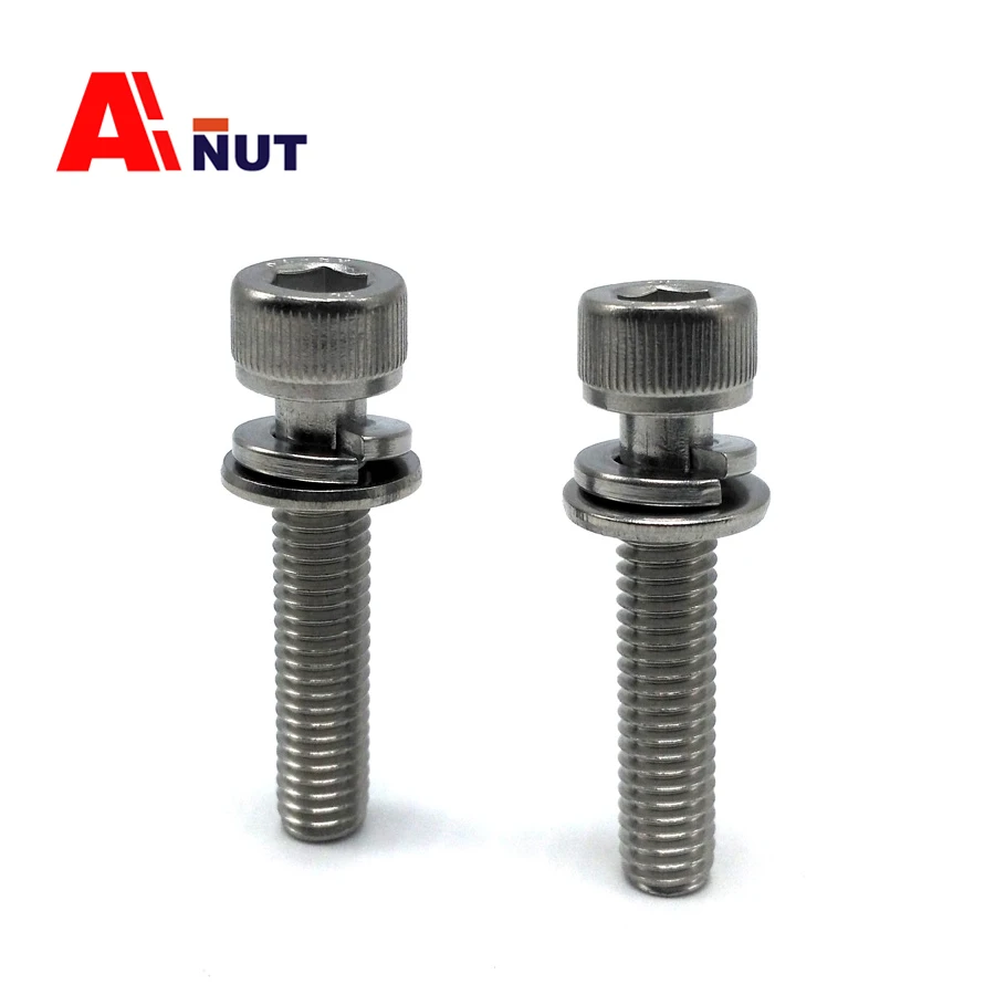 M3 M4 M5 hexagon socket head cap screws with double washer , 304 stainless steel fastenersin