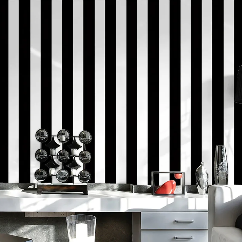 Современные Простые полосатые обои 3D Черно-белые вертикальные полосы обои для гостиной ТВ диван фон настенные покрытия