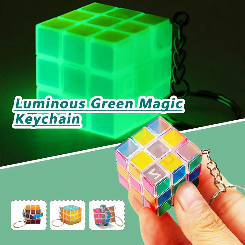 

KeyChain Zcube Magic Cube Glow in Dark Decompression Brain Teaser Mini Stickerless Colorized