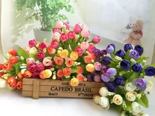 

Aritificial Flowers Decorative Colorful 15 Heads Artificial Rose Silk Fake Flower Leaf Home Decor Bridal Bouquet
