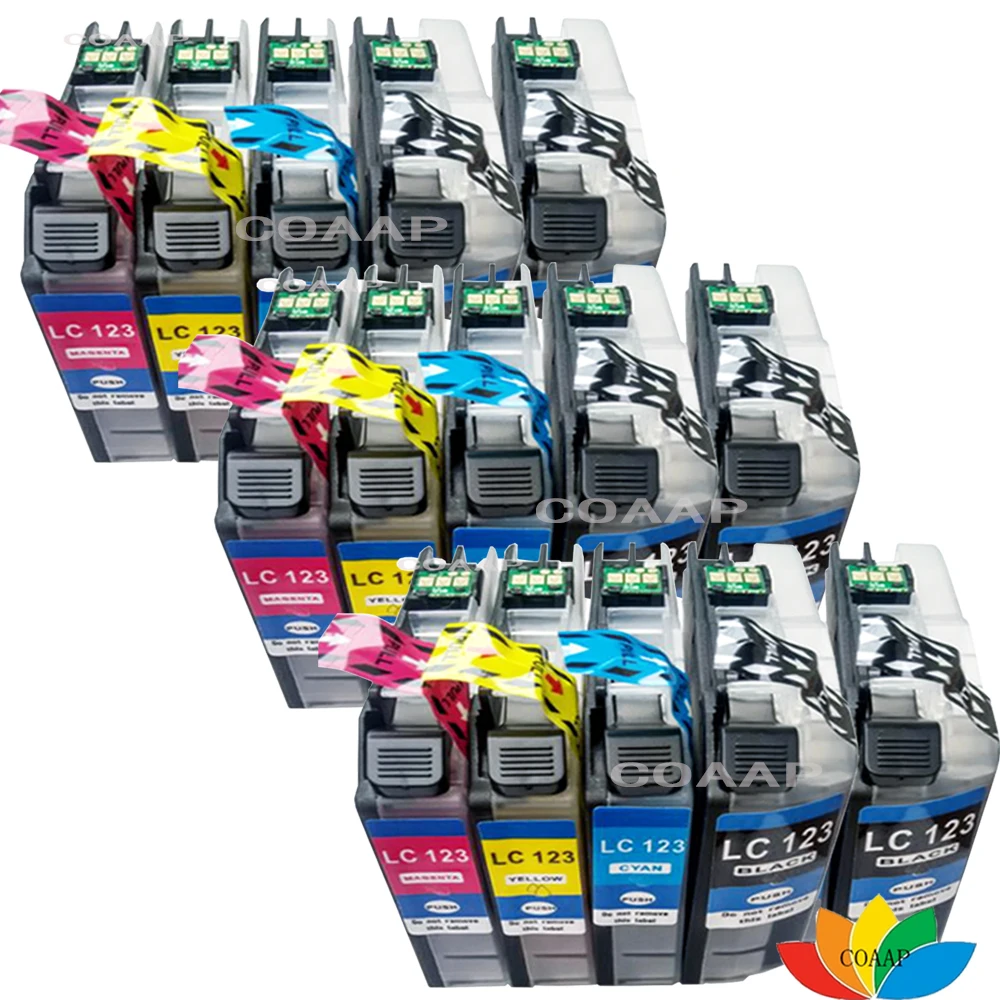 15 Compatible LC123BK LC123C LC123M LC123Y Ink Cartridges For Brother 