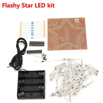 

Free Shipping Colorful Star LED Blinking DIY Learning Kit with battery case box pack holder