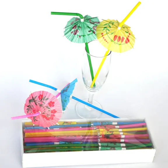 Free shipping 100pcs/lot umbrella drinking straws parasol cocktail