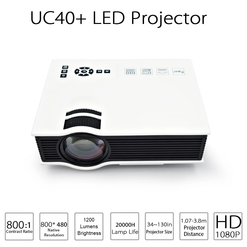 

UC40 Plus LED Projector Projetor 1200 lumens Home Theater Beamer Cheap Proyector with HDMI AV SD VGA Support Full HD 1080P