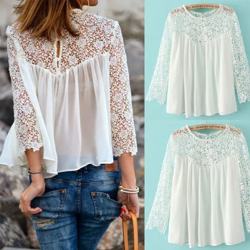 New font b Women b font Lace font b Blouse b font font b Shirt b