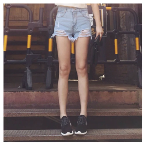 BCBY Fashion Woman's summer wind high waist denim shorts women worn loose burr hole shorts