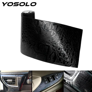 

YOSOLO 150*10cm Leather Texture Interior Decoration Car Sticker Film Simulation Crocodile Motorcycle Styling UV Protected Black