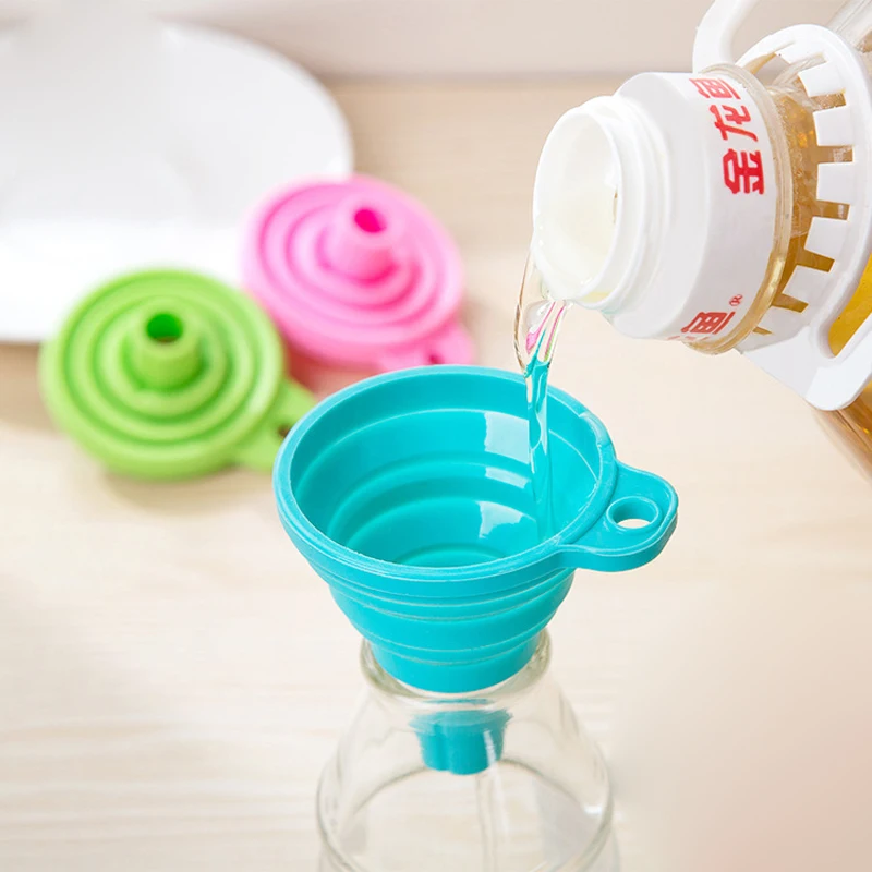 

Drixon Portable Mini Silicone Gel Foldable Collapsible Style Funnel Hopper Kitchen Cooking Tools Accessories Gadgets