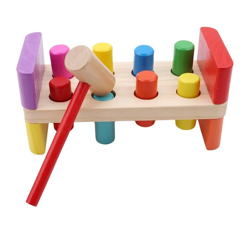 Детские красочные деревянные игрушечный молоток с молотком Дети дошкольного игрушечные лошадки многофункционал
