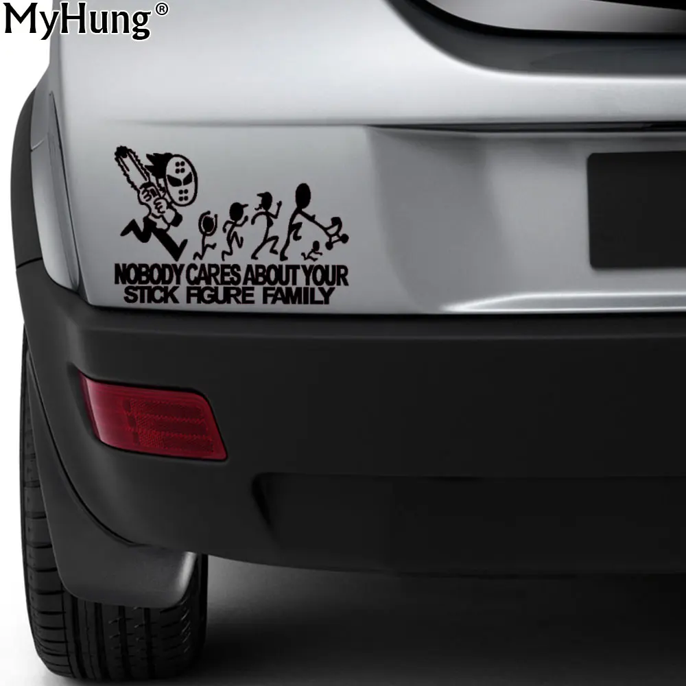 

20*12.6cm Nobody Cares About YOUR STICK FIGURE FAMILY Vinyl Bumper Funny Cartoon Waterproof Reflective Car Stickers Car Styling