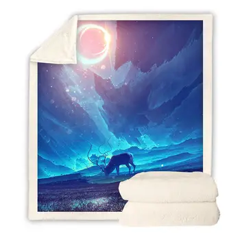 

Comic landscape Animal Fashion Throw Blanket 3D Print Portable Sherpa Fleece Microfiber Sofa Office Quilts Kid Adult Very Soft