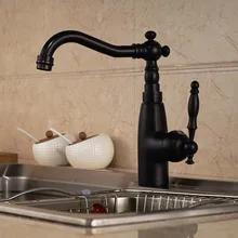 Масло втирают Бронзовый Твердый латунный кухонный кран с одной ручкой отверстие сосуд раковина смеситель на бортике