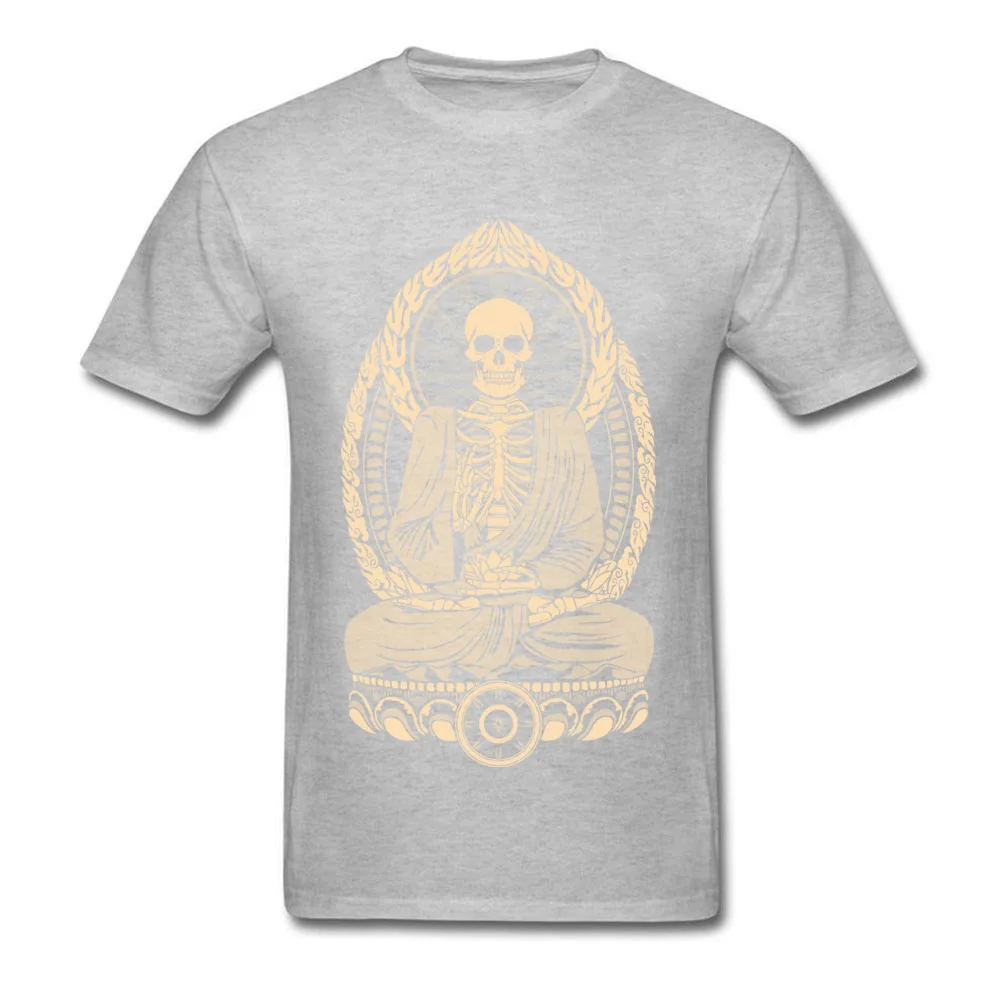 Short Sleeve Tops Shirt Round Neck Cotton Student Top T-shirts Starving Buddha Skeleton Aged Geek Tee-Shirts Family Starving Buddha Skeleton Aged grey