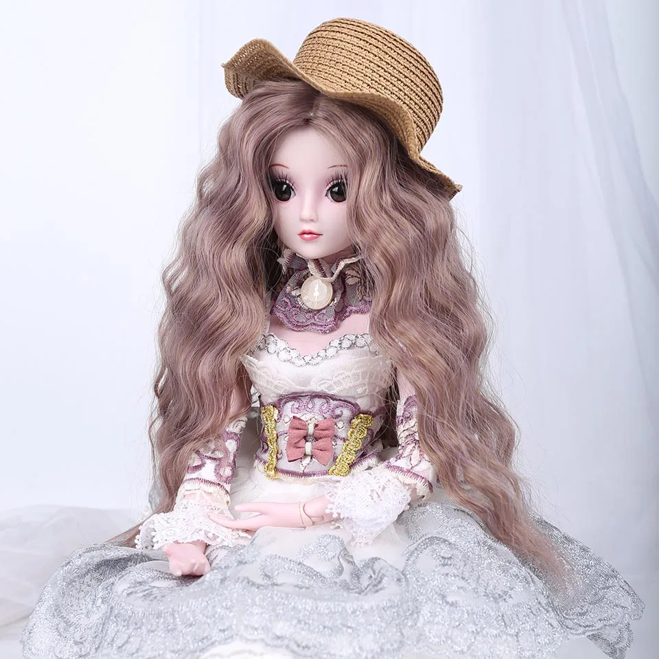 Bybrana модный стиль 1/3 1/4 Bjd волосы высокая температура длинные вьющиеся коричневато-черный Bjd парик MSD SD для BJD куклы - Цвет: 1