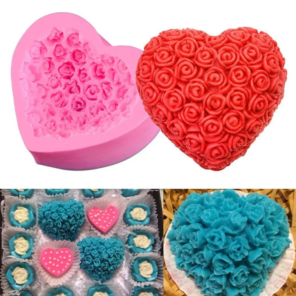 

3D Heart Love Silicone Fondant Cake Molds Soap Chocolate Moulds