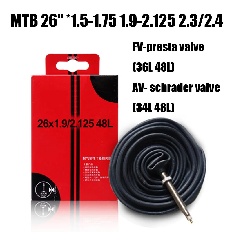 

ALL SIZES 1Pcs 26" *1.5-1.75 1.9-2.125 2.3/4 Mountain Bike Inner Tube Bicycle Tire Cycling Accessory AV FV Presta Valve 48L