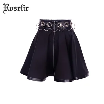 

Rosetic Women Gothic Skirt Summer Sexy Women Hoop Hollow Out Skirts Sexy Women Black Iron Ring Female Mini Skirt Club Wear Goth