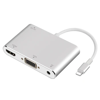 

NEW Converter for Lightning To VGA HDMI Digital AV TV Cable Adapter For Apple iPad iPhone X 8 7 6 Plus Converter Silver