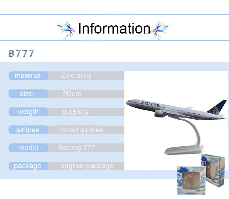 20 см Boeing 777, модель B777, американский самолет Airbus, модель металлического самолета, авиационная коллекция